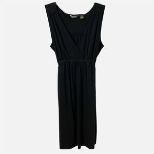 Eddie Bauer Cotton Blend Sleeveless V-neck Mid Length Dress with Self Tie Back